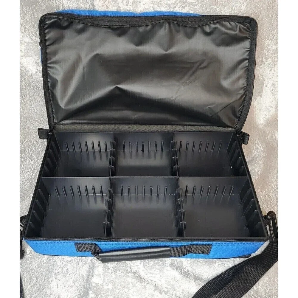 VTG LEBO Cassette Holder Padded Removeable Shell/Strap Blue Zip Pocket Holds 30